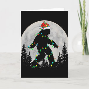 Carte Sapin de Noël Bigfoot Santa Lumières Xmas Drôle Sa
