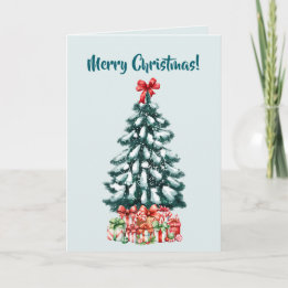 Carte Sapin de Noël Élégant enneigé Vert Menthe