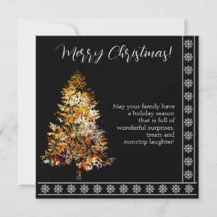 Carte Sapin de Noël fait de flocons de neige sur fond no