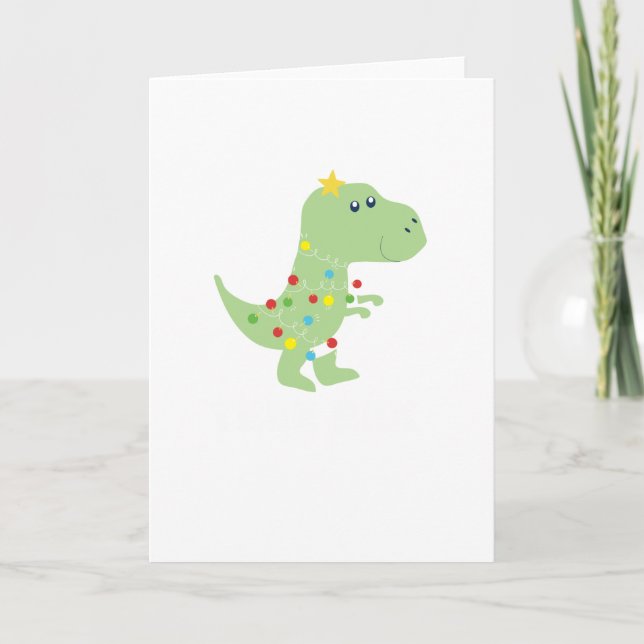 Carte Sapin de Noël T Rex Dinosaure Cadeau Drôle (Devant)