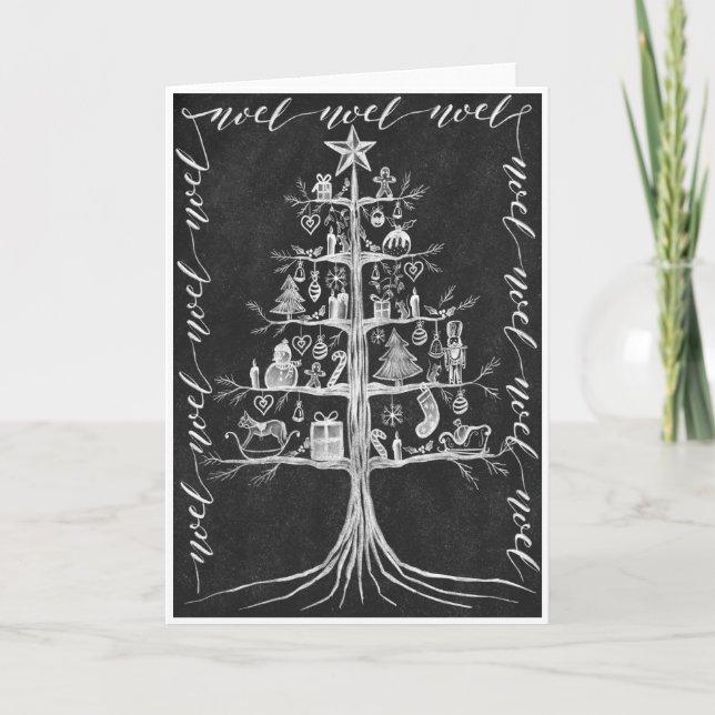Carte Sapin de Noël Tableau Noir (Devant)