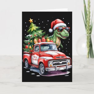 Carte Sapin de Noël Voiture Camion Dinosaure Trex Noël B