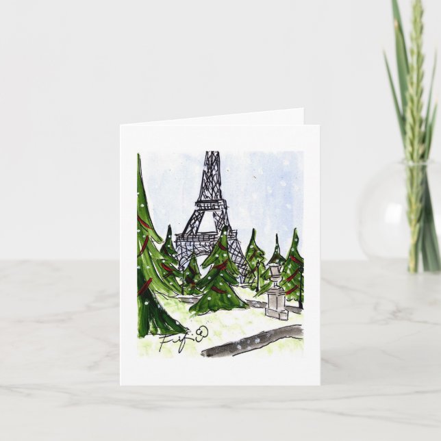 Carte Sapins de Noël Eiffel (Devant)