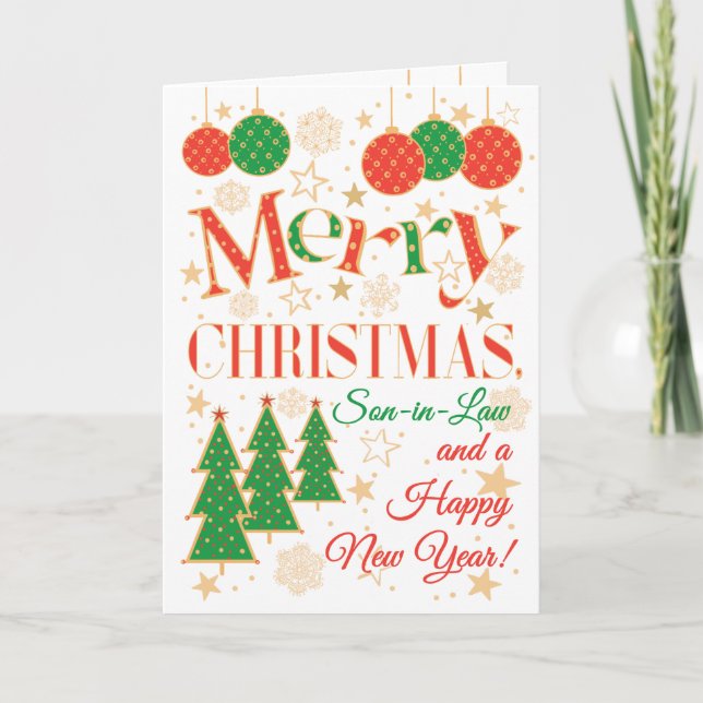 Carte Sapins de Noël et ornements pour gendre (Devant)