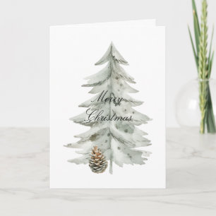 Carte Sapins de Noël verts Boho Cônes de pin