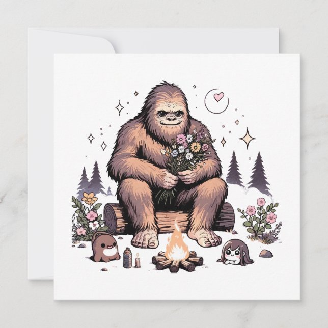 Carte Sasquatch Holding Flowers (Devant)