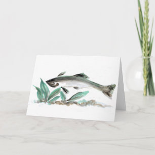 Carte Saumon, Sumi-e