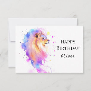 Carte Sauvage Élégant Lion Moderne Anniversaire