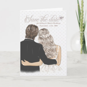 Carte Sauvegarder la date pour un mariage Taupe Mariée e
