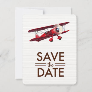 Carte Sauver la date biplan vintage