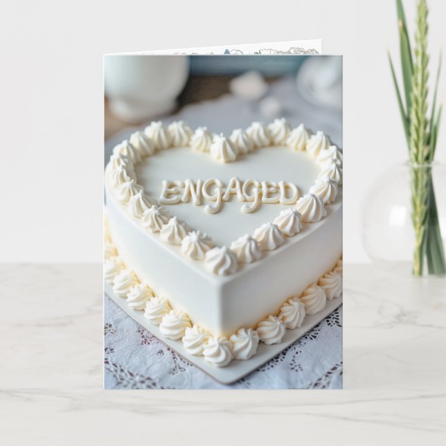 Carte Sauvez La Date Gâteau En Coeur Blanc (Devant)