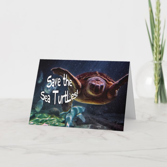 Carte Sauvez les tortues de mer Photo d'animal (Devant)