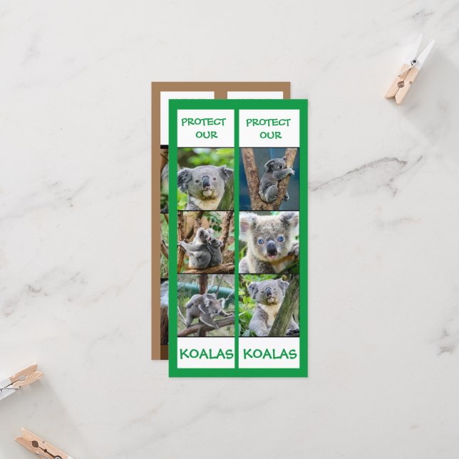 Carte Sauvez Nos Koalas, Protégez, Signets (Devant/Arrière en situation)