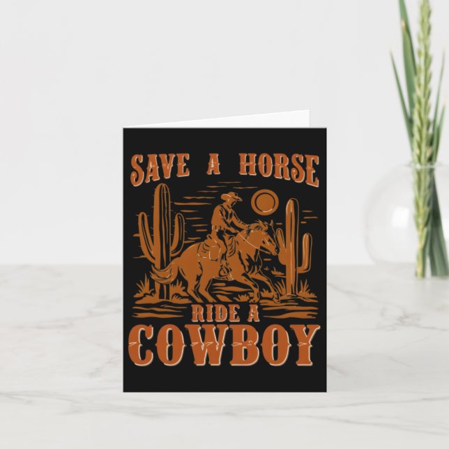 Carte Sauvez Une Balade À Cheval Un Cowboy Drôle Rodeo H (Devant)