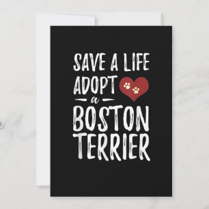 Carte Sauvez une vie Adoptez un Boston Terrier pour Seco