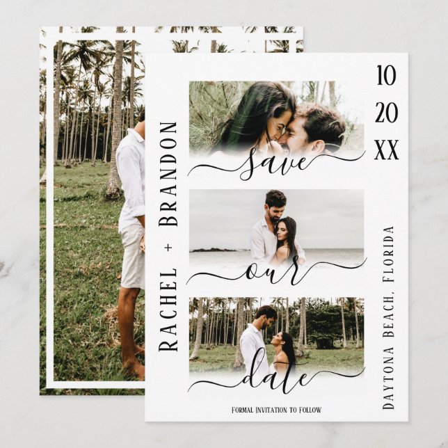 Carte Save Our Date Modern Photo Wedding Enregistrer la  (Devant / Derrière)