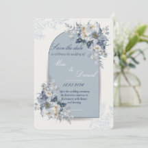 Carte « Save the Date » Élégante à Fleurs en Bleu 