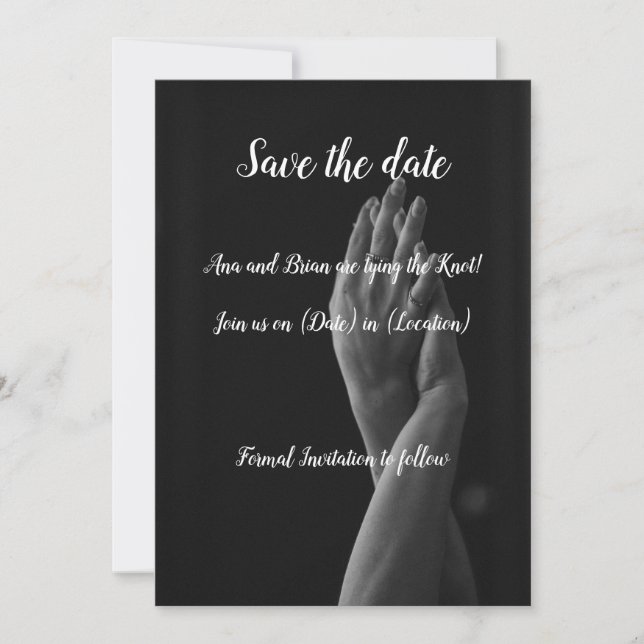 Carte "Save the Date" élégante monochrome (Devant)