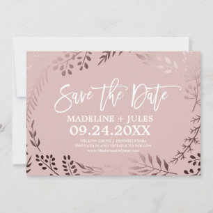 Carte "Save the Date" élégante rose gold et rose