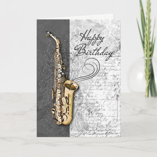 Carte Saxophone cool Musicien Jazz Rock & Roll Anniversa (Devant)