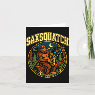 Carte Saxsquatch Bigfoot Joueur de Saxophone Musique Jaz