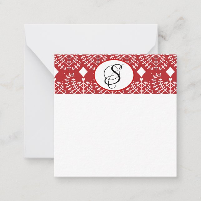 Carte Scandinave à motif cœur rouge (Devant)