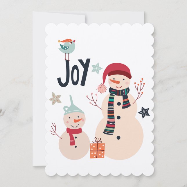 Carte scandinave de Noël Snowman d'hiver (Devant)