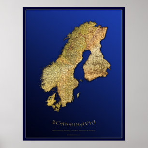 Carte SCANDINAVIE Poster d'art I