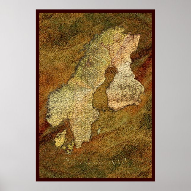 CARTE SCANDINAVIE Poster d'Art II (Devant)