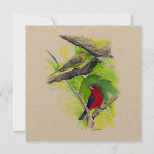 Carte Scarlet Tanager Couple Art