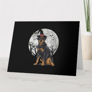 Carte Scary Rottweiler Dog Witch Hat Halloween