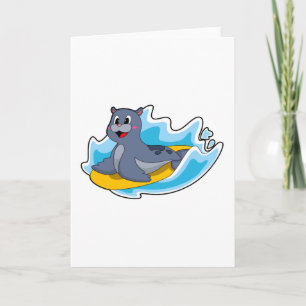 Carte Sceau comme surfeur avec Surfboard