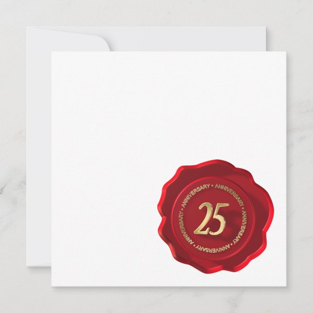 Carte Sceau de cire rouge 25e anniversaire (Devant)