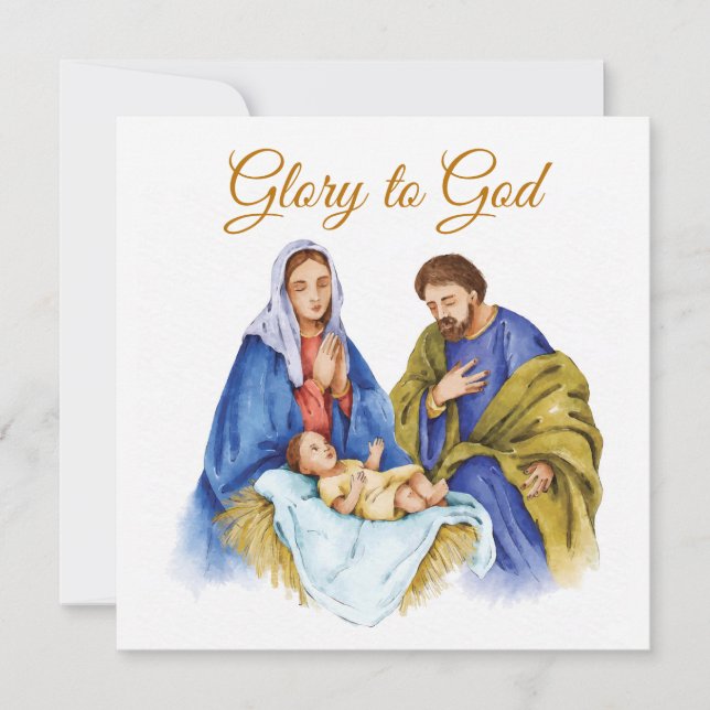 Carte Scène de la Nativité avec Gloire à Dieu texte (Devant)