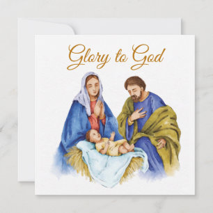 Carte Scène de la Nativité avec Gloire à Dieu texte