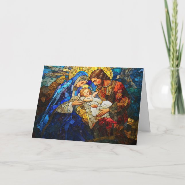 Carte Scène de la Nativité de Verre Tourné Noël (Devant)
