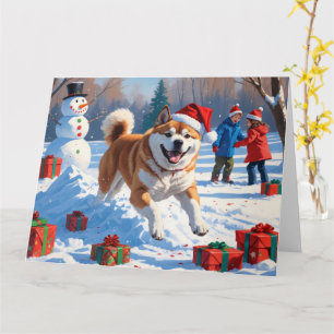 Carte Scène de neige festive d'Akita Noël 