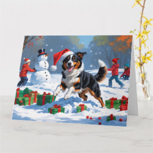 Carte Scène de neige festive de Noël avec Kelpie austral