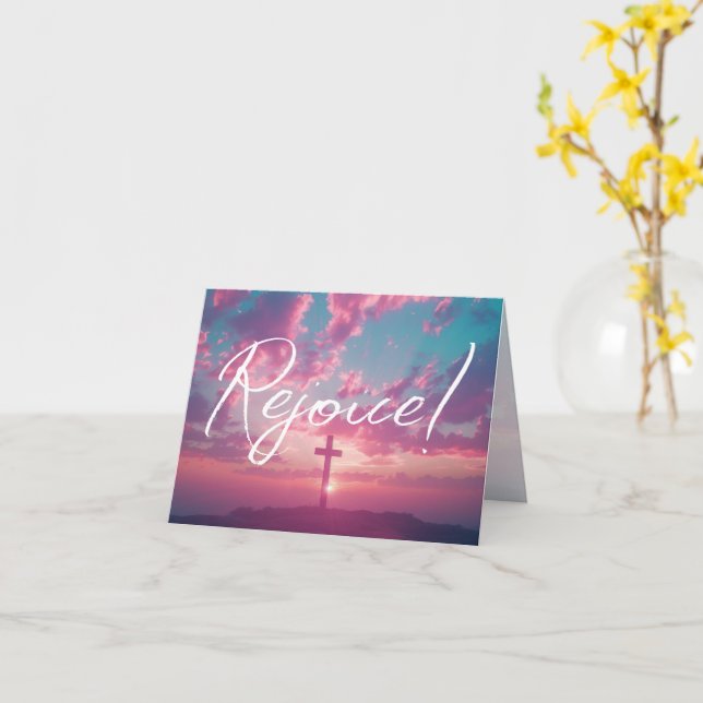 Carte Scène du lever du soleil de Pâques avec silhouette (Fleur jaune)