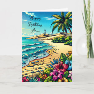 Carte Scène Océan Tropical Joyeux Anniversaire Personnal