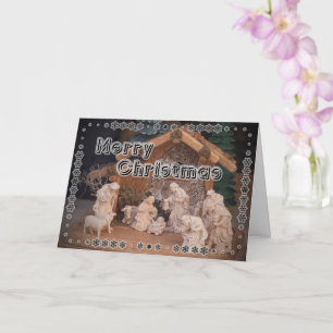 Carte Scène traditionnelle de Noël en bois de la nativit