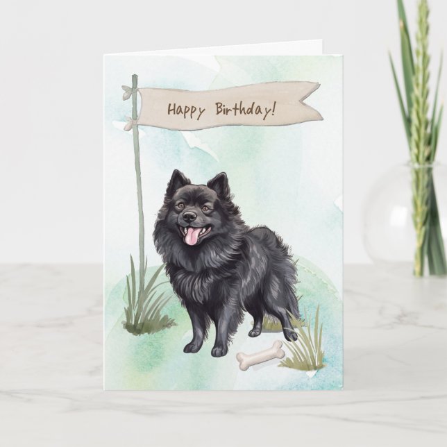 Carte Schipperke Chien se reproduit dehors sous le signe (Devant)