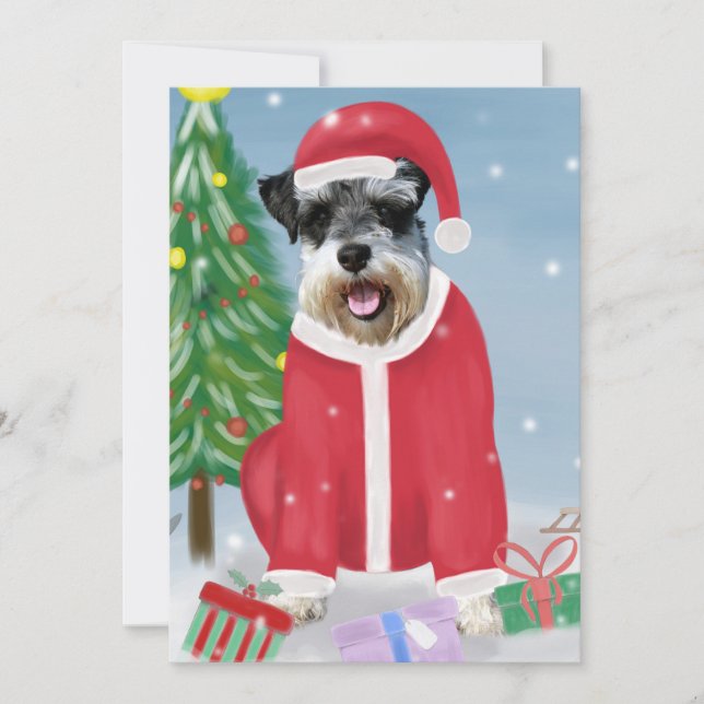 Carte Schnauzer dans la neige Noël  (Devant)