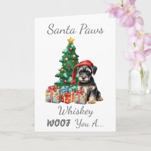 Carte Schnauzer de chien de Noël personnalisable