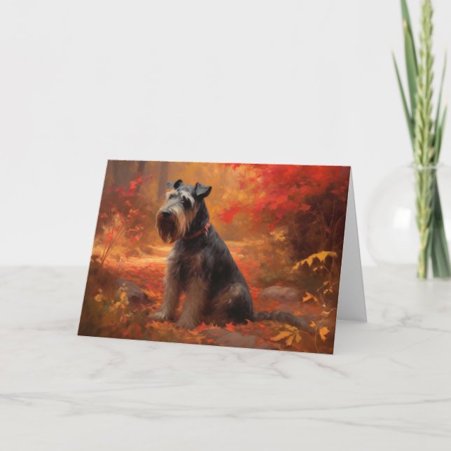 Carte Schnauzer en automne Leaves Fall Inspire (Devant)