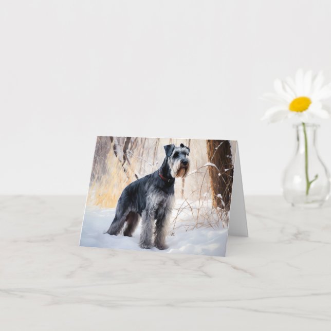 Carte Schnauzer Laisser neiger Noël (Petite plante)