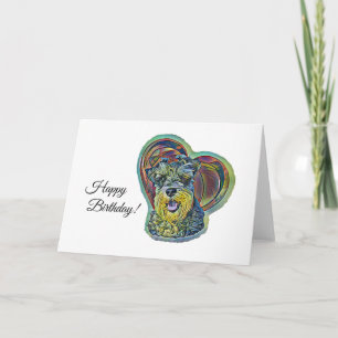 Carte Schnauzer miniature en verre teint mignon avec coe