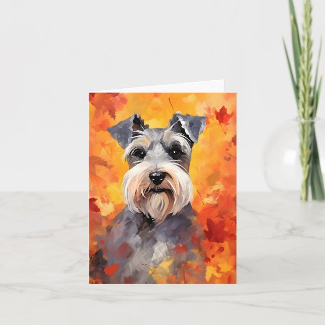 Carte Schnauzer miniature Thanksgiving d'automne (Devant)