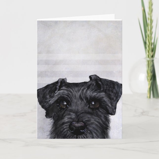 Carte Schnauzer noir peinture et design original (Devant)