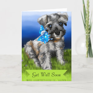 Carte Schnauzer Puppy avec Get Well Bientôt